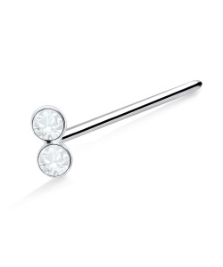 Dual Stone Silver Straight Nose Stud NSKA-630